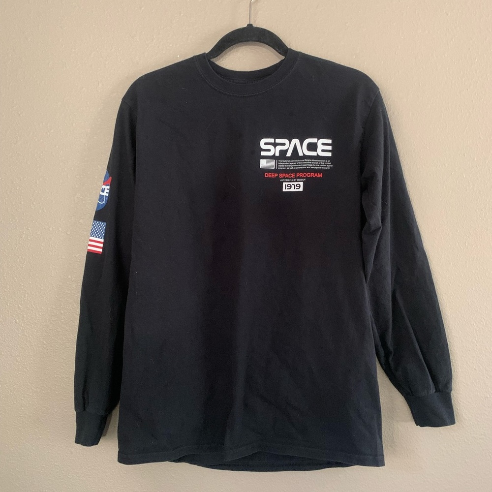 Black long sleeve space shirt